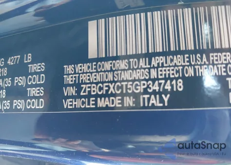 2016 Fiat 500X Trekking from USA, damaged, VIN ZFBCFXCT5GP347418